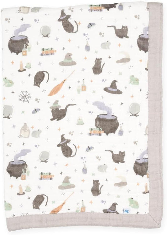 Little Unicorn New LU Cotton Muslin Baby Quilt - Cats and Cauldrons, 30x40'
