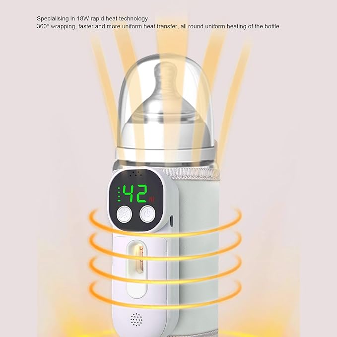 Luqeeg Bottle Warmer, Fast Infant Milk Warmer with LED Display Accurate Temp Control Defrosting Sterili Zing Temperature Sensors for Breastmilk Home Outdoor Travel All Bottles