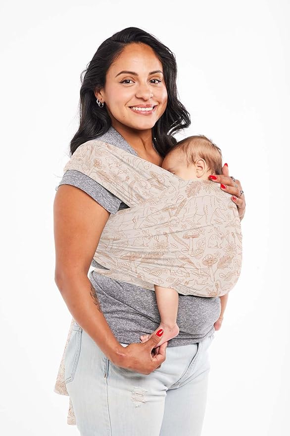 Baby Tula Stretchy Tencel™ Baby Wrap Carrier – Soft Newborn & Infant Wrap Sling, Ergonomic Hands-Free Baby Carrier, Breathable & Adjustable, Eco-Friendly for 8–25 lbs - Woodlands