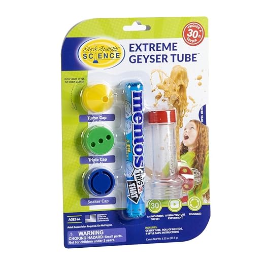 Steve Spangler Science Extreme Geyser Tube - Science Kit for Kids - Mentos & Soda Lab Experiment - Includes Tube, Candy, & Unique Spray Caps - Chemistry Magic - Classroom STEM Project