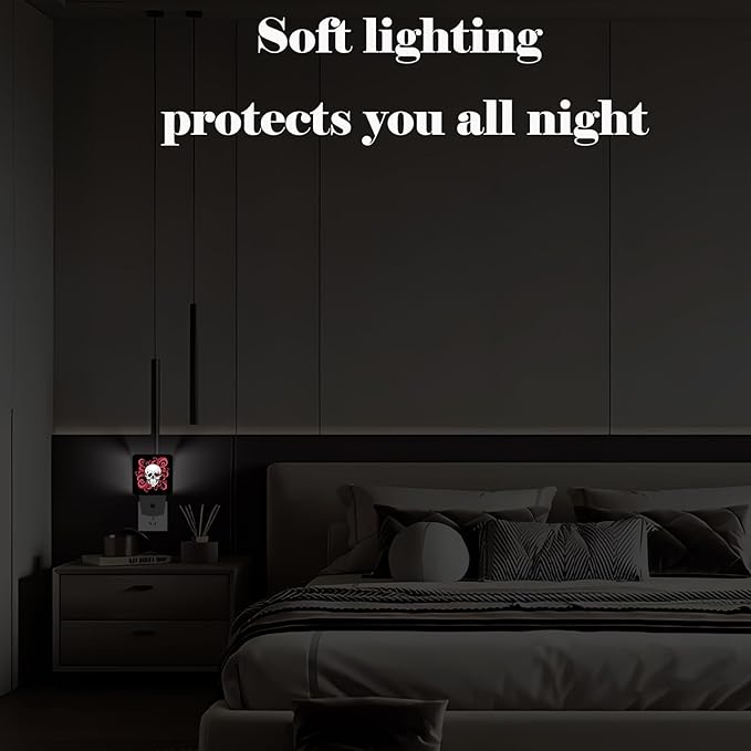 Human Skull and Octopus Tentacles Night Light,Plug Into Wall for Boys Girls Bedroom Decorative Square Night Light Lamp 0.5w Sleep Friendly