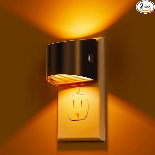 L LOHAS LED Night Light 2 Pack, Night Lights Plug into Wall, Dusk to Dawn Sensor Nightlight, 3 Level Brightness Adjustable, 1600K Amber Light