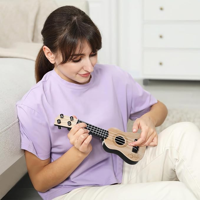 Kisangel 1pc Wooden Kids Ukulele Toy Toddler Guitar Classical Instrument Ukulele Musical Toy for Preschool Children (Beige)