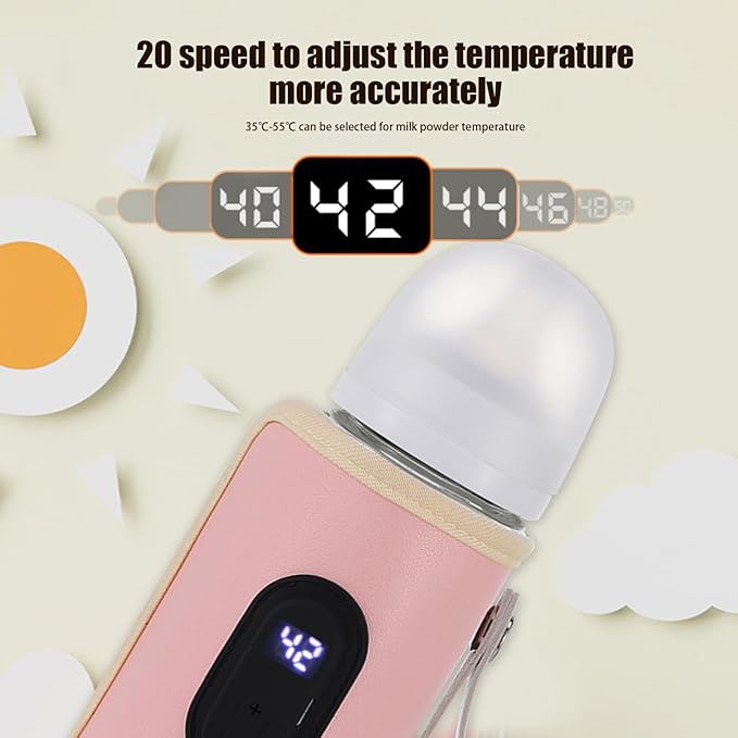 Portable Bottle Warmer 18W Quick Heating Baby Bottle Warmer Temperature Adjustable USB Baby Bottle Heater for Home Family Travel Style 2, Portable Bottle Warmer