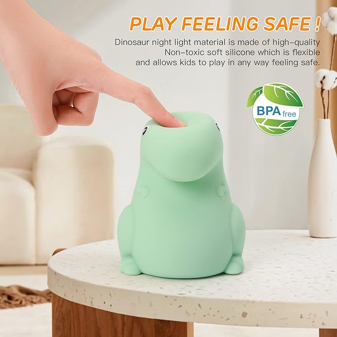 LED Dinosaur Night Light for Kids, Touch Sensor Silicone 7 Colors Room Decor for Boys Girls, Rechargeable Nursery Baby Nightlight Dinosaurs Lamp, Cute Bedside Lamp Funny Gifts