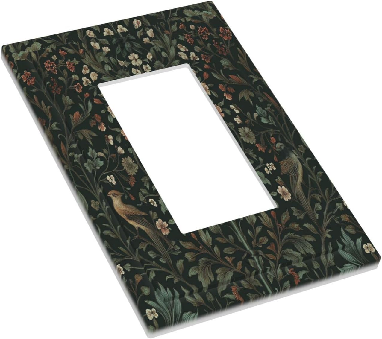 Decorative Outlet Covers Vintage Morris Colorful Flower Green Leaf 1 Gang Single Rocker Light Switch Cover Plate Wall Plates Gfci Faceplate For Bed Room Living Room Decor