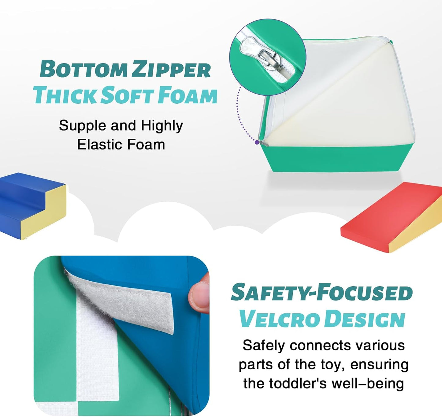 6-Piece Soft PU Leather Toddlers Climbing Toys, Indoor Climb and Crawl Activity Play Set, Foam Play Gym Climbing Structures for Toddlers 3, Baby Foam Blocks for Toddler