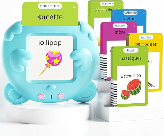 French and English Talking Flash Cards for Toddlers, 224 Sight Words Bilingual Learning Toys for Children, Autism Pocket Speech Therapy Toys, Français Vocabulary Educational Flashcards