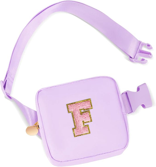 Mini Belt Bag Fanny Pack with Initials Letter Patch Small Crossbody Bags Cute Stuff Birthday Gifts for Teenager Girls Trendy Stuff for Teens - F,Lavender