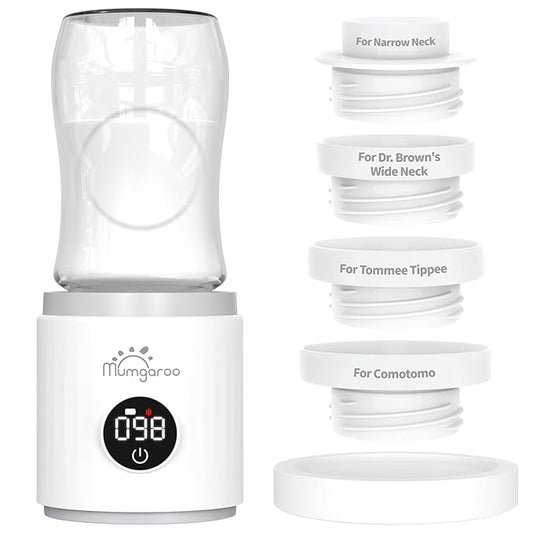 Bottle Warmer, Portable Bottle Warmer, Fast Heating Baby Bottle Warmer with 4 Adapters, Rechargeable Travel Bottle Warmer with Precise Temperature Control for Breastmilk Formula