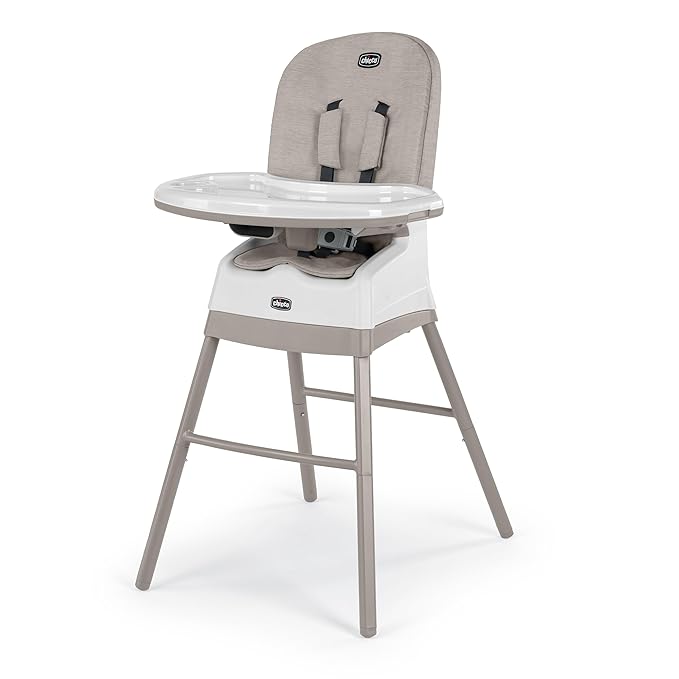 Chicco Stack® Hi-Lo 6-in-1 Multi-Use Convertible High Chair, Reclining High Chair for Babies and Toddlers Easy-Clean Baby Booster Toddler Seat Combo | Sand/Beige
