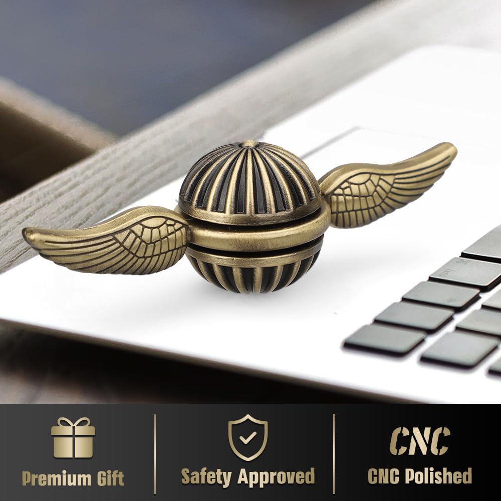 Brass Fidget Hand Spinner for Kids & Adults, Metal Finger Spinner Spinning Toys for Anxiety Relief, Reducing Boredom Cool Gadget Christmas Birthday Gifts Stocking Stuffer for Boys Age 3-12