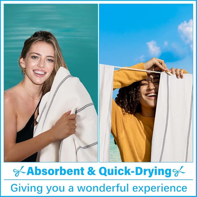 Oversized Turkish Beach Towel Blanket XXL Cotton Sandproof Towels Boho Woven Extra Large Big Sand Free Giant Throw Thick Blankets Huge Quilt XL Picnic Camping Necessities Cloud For Adult Gifts White