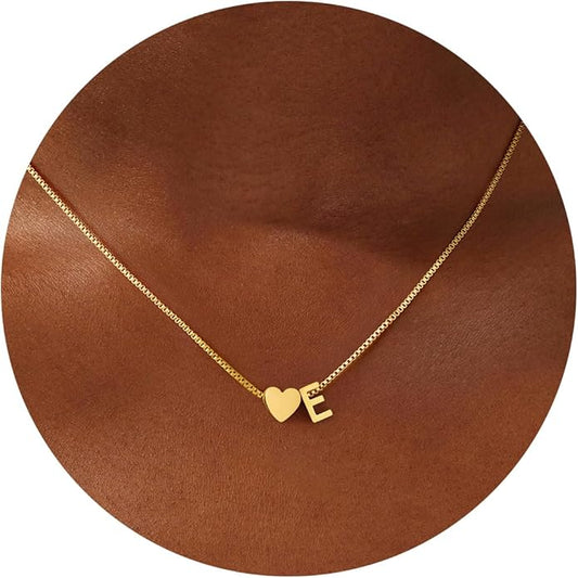 Eioi & Lmnm Gold Initial Necklace for Girls Kids Women, 18K Gold Plated Heart Tiny A-Z Pendant Necklace Dainty Letter Necklaces Cute Monogram Name Necklaces Gifts for Girl Age 5 6 7 8 9 10