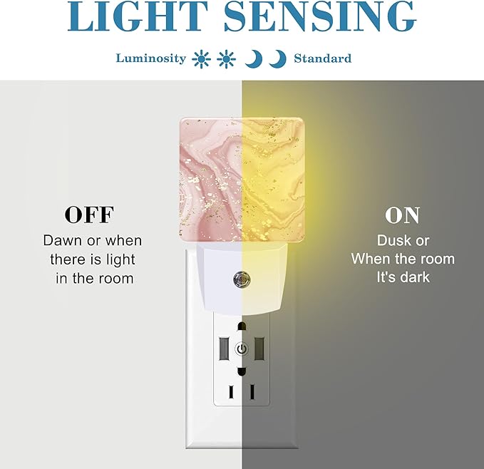 Plug in Night Lights Gold Splatter Texture Liquid Marble Nightlight Plug Into Wall Dusk to Dawn Sensor LED Night Light for Kid Girls Boys Room Decor,Hallway,Kitchen,Bathroom,Nursery,Stairs