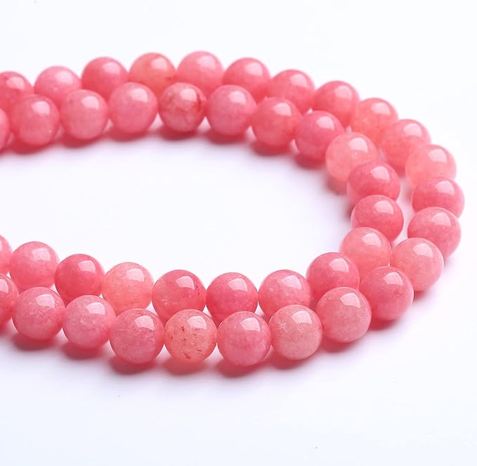 10MM 36PCS Natural Stone Pink Jade Beads Rhodochrosite Chalcedony Beads for Jewelry Making DIY Bracelet 1 Strand