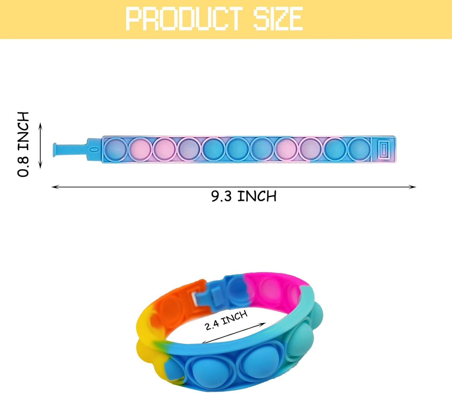 60 Pcs Pop Bracelet Bubble Fidget Toys for Party Favors, Hand Finger Silicone Wristband Bulk for Student Classroom Prize, Goodie Bag Fillers Easter Egg Basket Stuffers Christmas Valentine Gift for Kid