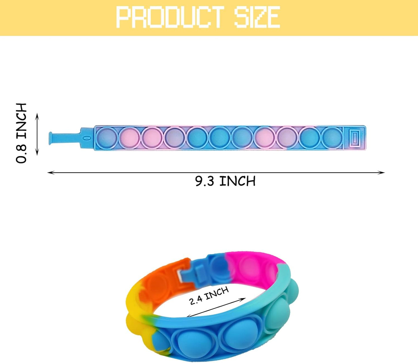 120 Pcs Pop Bracelet Bubble Fidget Toys for Party Favors, Hand Finger Silicone Wristband Bulk for Student Classroom Prizes, Goodie Bag Fillers Stuffers Birthday Christmas Valentine Gifts for Kid