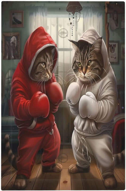 Decorative Switch Covers Plate Funny Red Boxing Cats White Tomcat 1 Gang No Device Single Blank Outlet Covers Wall Plate Cover Light Switch Plate Electrical Faceplate for Bedroom Decor