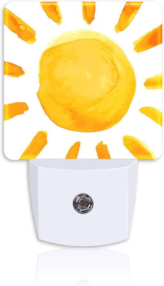 Night Light,Boho Watercolor Sun Plug-in Night Light Auto Dusk-to-Dawn Sensor Energy Efficient LED Lamp for Room Decor,Hallway,Kitchen,Bathroom,Nursery,Stairs