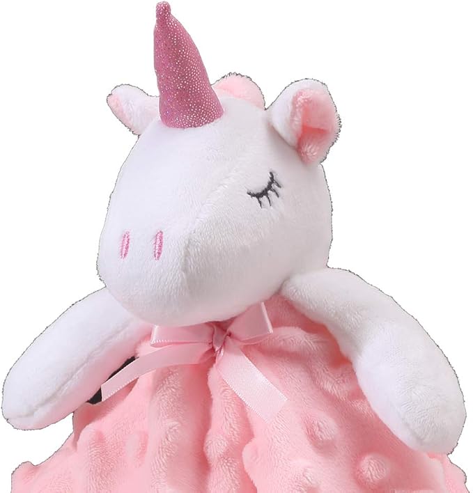 CREVENT Cozy Plush Baby Security Blanket, Loveys for Baby Girls and Boys, Birthday (Unicorn + Bunny)