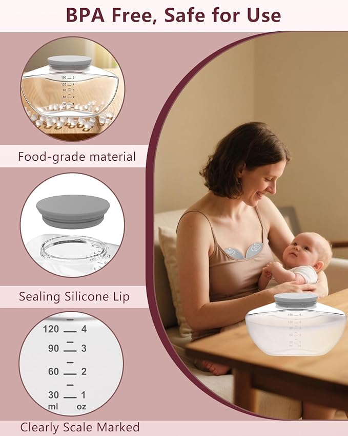 2pcs Breastmilk Container Compatible with Upgraded Mobile Flow | Upgraded M9, M9 Breast Milk Storage Bottle with Silicone Lip, BPA Free, Leak-Proof, Not Original Parts, 2packs Gray Collector