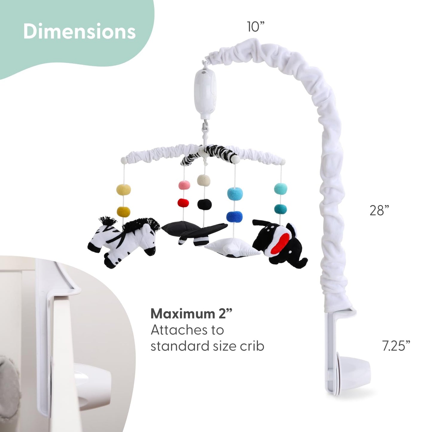 The Peanutshell Baby Crib Mobile for Boys & Girls, Musical, Montessori Nursery Mobiles, Black and White Crib Decor, High Contrast Mobile, Crib Toys Hanging, Crib Accessories Boy