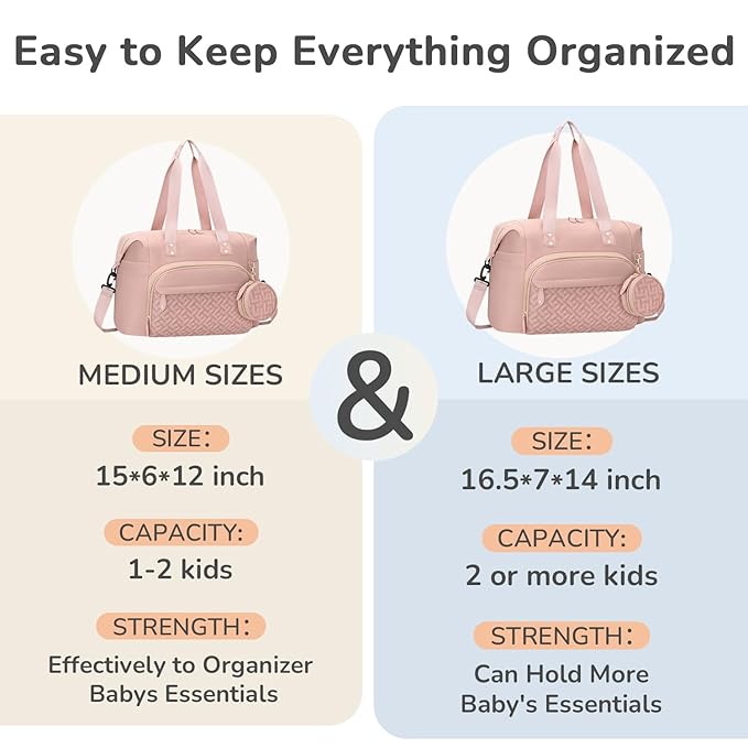 Diaper Bag Tote, Baby Bag Travel Diaper Tote Bag with Pacifier Case, Cute Maternity Hospital Baby Stylish Diaper Tote for Mom Dad Medium Size, Pink