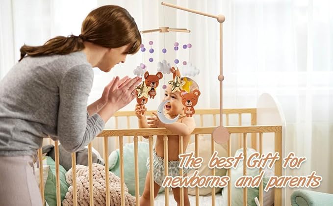 Baby Crib Mobile Arm,VKP Wooden Mobile Arm for Crib Mobile Hanger for Crib Baby Girl Nursery Decor (Wood)