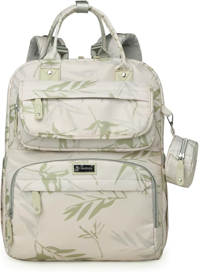 Diaper Bag Backpack for Baby – Large Capacity Waterproof Travel Tote, Multifunction Baby Bag with Changing Pad, Pacifier Holder & Stroller Straps (Elegant Green)