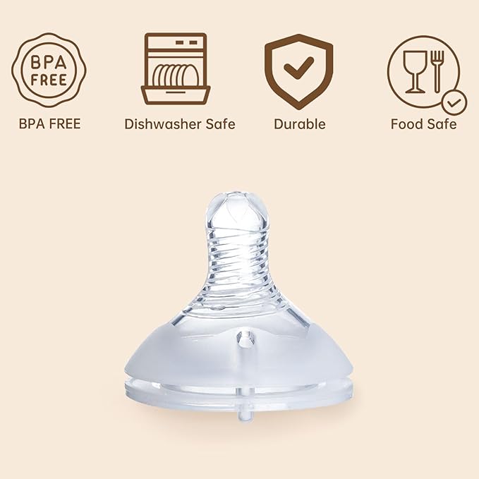 4Pack Replacement Silicone Nipple Compatible with Pigeon PP Nursing Bottle, Soft Spout Replacement for Pigeon, Easy Transition from Bottle to Cup, No Spill (S, Slow Flow)