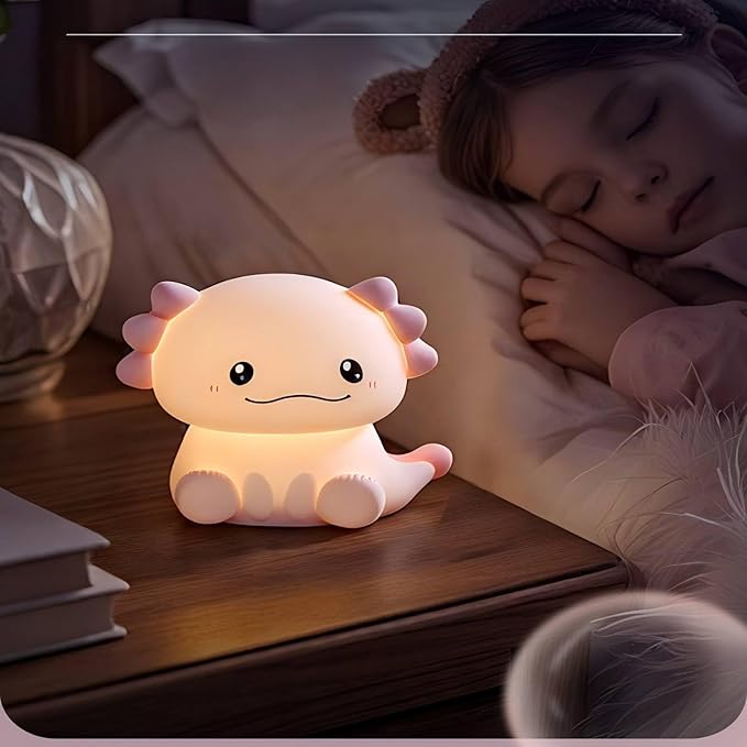 Axolotl Night Light, Cute Axolotl Lamp Gift, LED Animal Silicone Night Light Cute Room Decoration for Girls and Boys