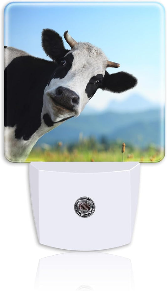Plug Night Light,Funny Cow on Grass Night Light Lamp Auto Sensor Energy Efficient Dusk to Dawn Lights for Girls Boys Women Room Decor,Hallway,Kitchen,Bathroom,Nursery,Stairs