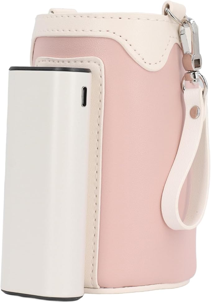 ANGGREK Milk Warmer Cover, Portable Bottle Warmer Digital Display 21 Gears Temp Adjustable Rechargeable for Home (Pink)