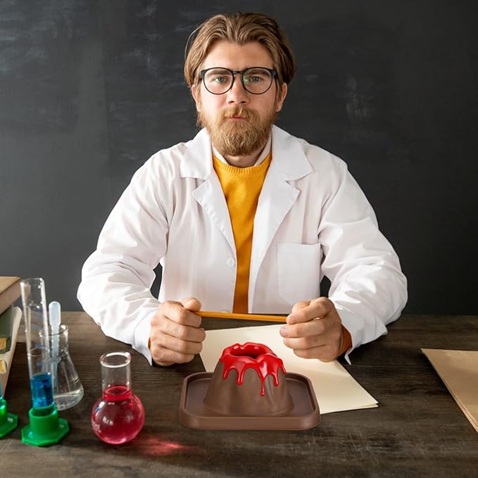 SAFIGLE 25Pcs Volcanic Model School Figure Model Experiment for Volcano Science Kit Volcano Eruption Toy DIY Demonstration Props DIY Experiment Educational Toy Stem Activity for Ages 4 to 6 Group