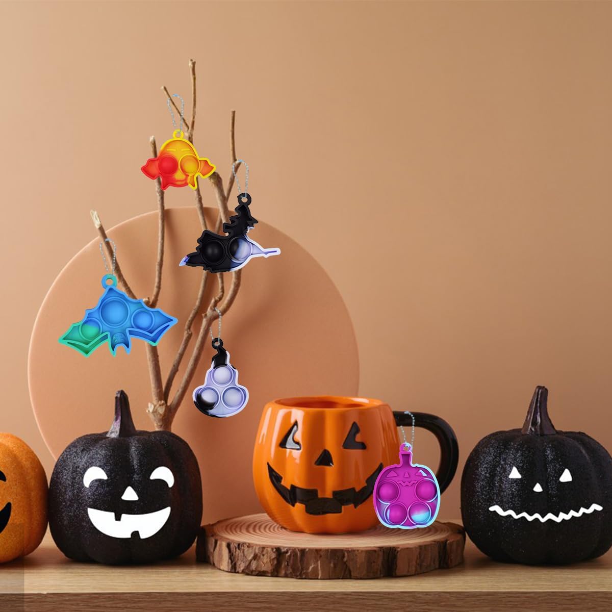 24 Pack Colorful Halloween Mini Fidget Pop Toys Sensory Toys for Kids Boys Girls Halloween Party Favors Halloween Treat Bags Gifts