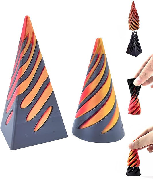 Impossible Cone, Spiral Cone Fidget Toy 3D Printed Spiral Fidget Toys Impossible Pyramid Passthrough Sculpture, Mini Cones Pass Through Pyramid Fidget Toy for Stress and Anxiety Relaxing