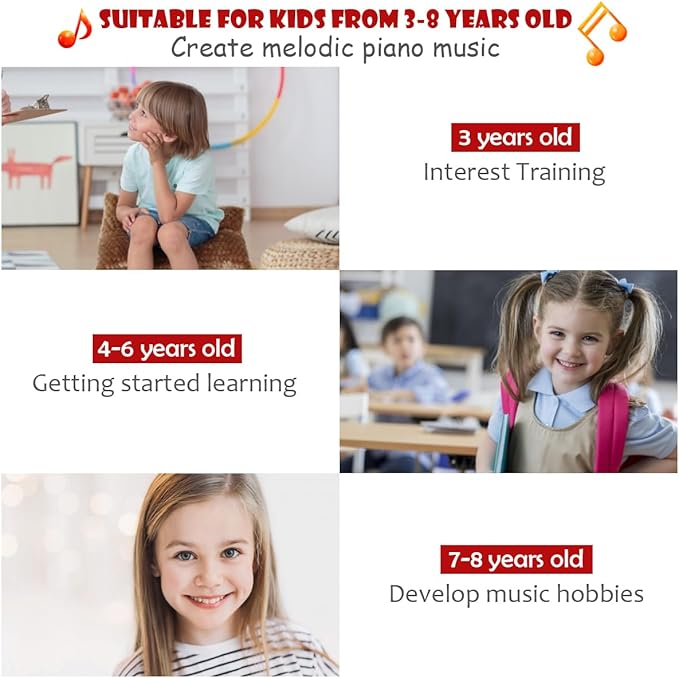 HONEY JOY Classical Kids Piano, 30-Key Mini Grand Piano with Music Stand and Bench, Wooden Musical Instrument Toy w/Lid & Music Rack, Gift for Boys Girls Ages 3+