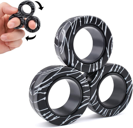 3Pcs Magnetic Rings Fidget Toys for Teens, Adults&Kids|Halloween Toys Gifts for 8 9 10 11+ Year Old Boy & Girl|ADHD Fidget Toy Pack for Anxiety Relief,Coolest Gifts for Teen Boys