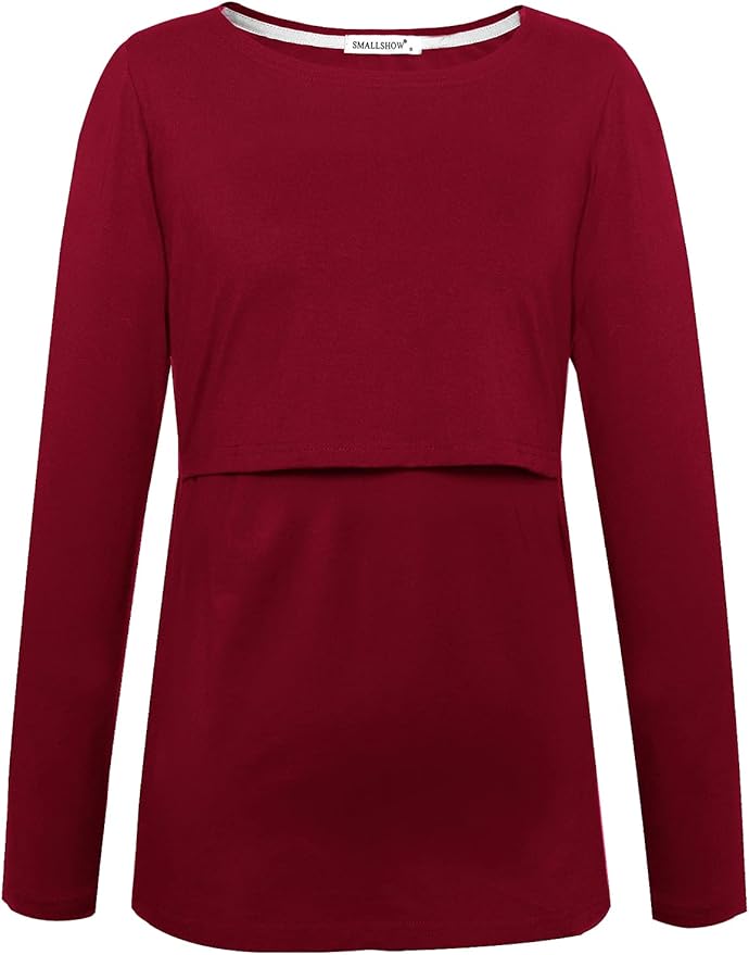Smallshow Women's Maternity Nursing Tops Comfy Long Sleeve Breastfeeding T-Shirt