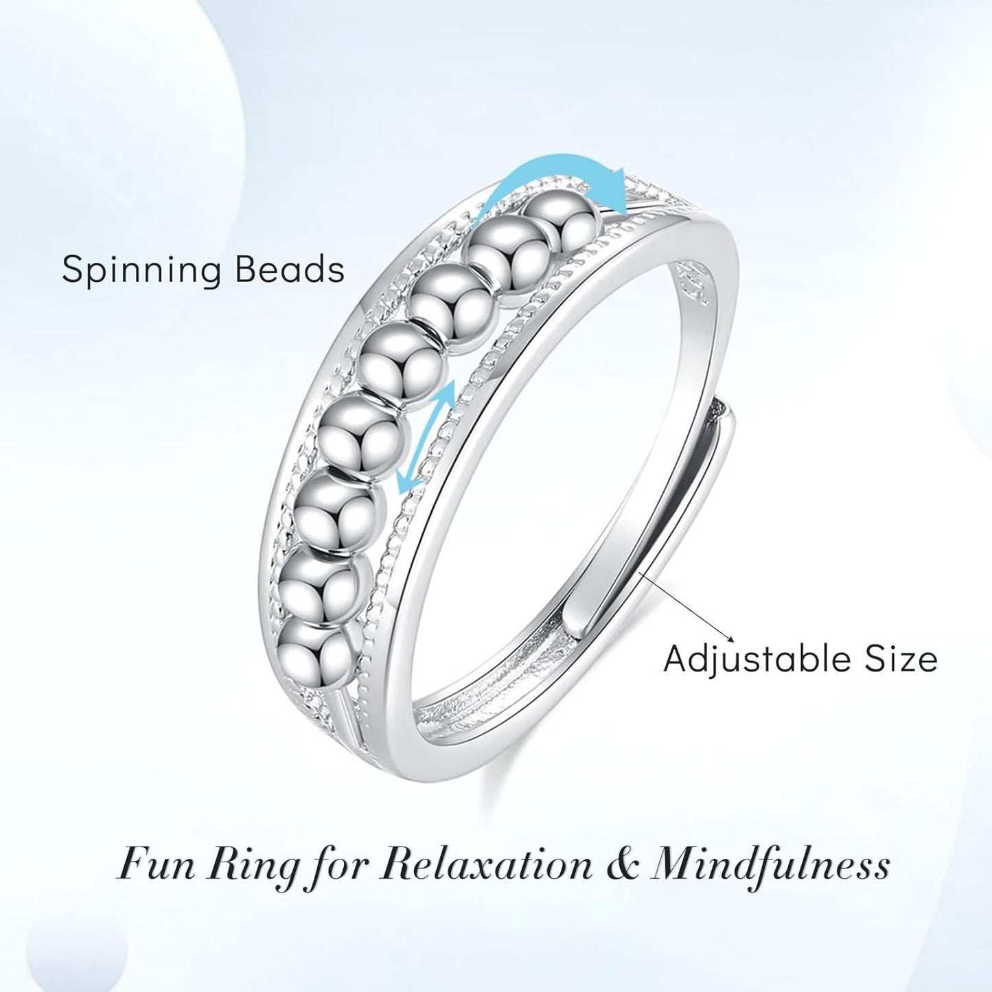 INFUSEU Funny Spinner Fidget Rings for Women Girls Anti Anxiety Stress Worry, Adjustable Size