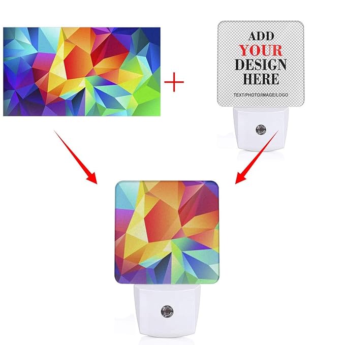 Custom Plug in Night Lights, Personalized Your Own Photo on LED Lamps, Auto Sensor Warm Sweet Nightlights for Bathroom/Toilet/Bedroom/Nursery (1Pcs)