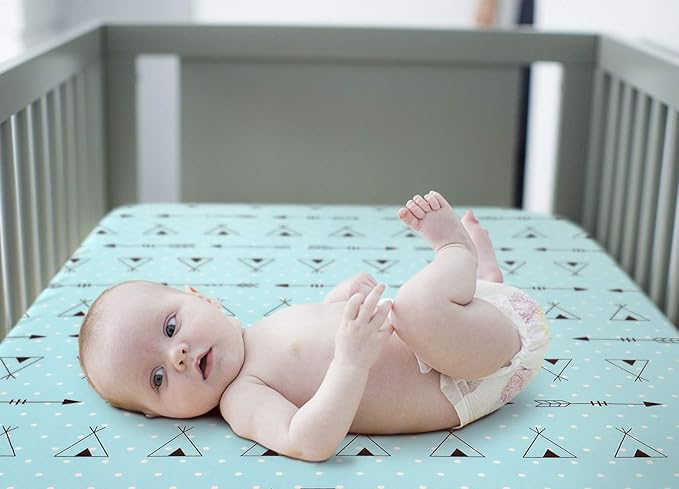 BROLEX Baby Fitted Crib Sheets: Kid Crib Sheets - Set of 2 for Toddler Standard Size Crib Mattress for Boys and Girls - Jersey Knit Crib Bed Sheets Arrow Owl