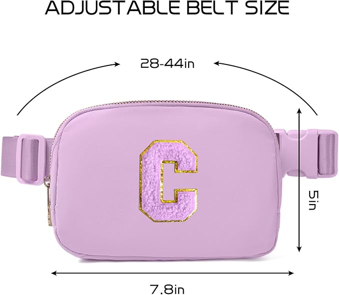 Gitus Gifts for 8 9 10 11 12 Year Old Girls Belt Bag Fanny Pack Crossbody Bags with Initial Letter Patch Cute Stuff Birthday Gifts for Teen Girls Women Personalized Trend Stuff (Lavender-C)