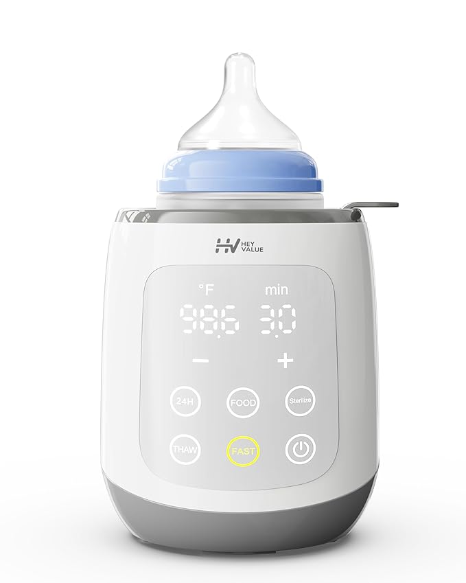 HEYVALUE Bottle Warmer, 10-in-1 Fast Baby Bottle Warmer for Breastmilk, BPA-Free Milk Warmer with IMD LED Display, Smart Temperature Control, Thaw, Keep Warm, Steaming, Food Heating, Timer