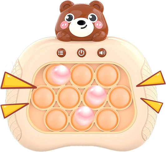 Quick Push Pop Game Fidget Toys Pro for Kids Adults, Handheld Puzzle Game Machine, Squeeze Poppet Sensory Fast Push Bubble Toy,Party Game,Birthday Gitfs Bear