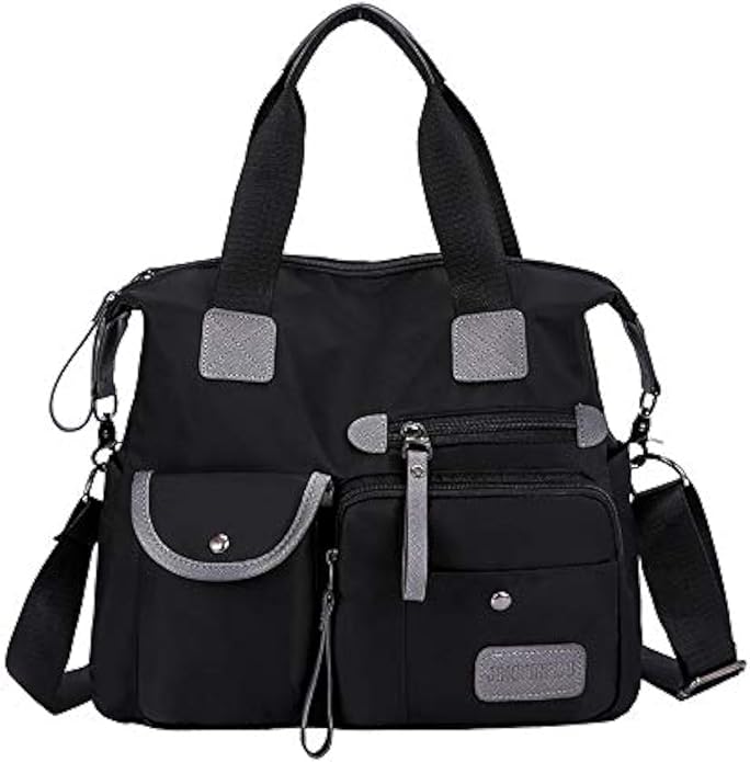 MINTEGRA Nylon Tote Bag for Women Multi Pocket Shoulder Bag Waterproof Diaper Crossbody Bag