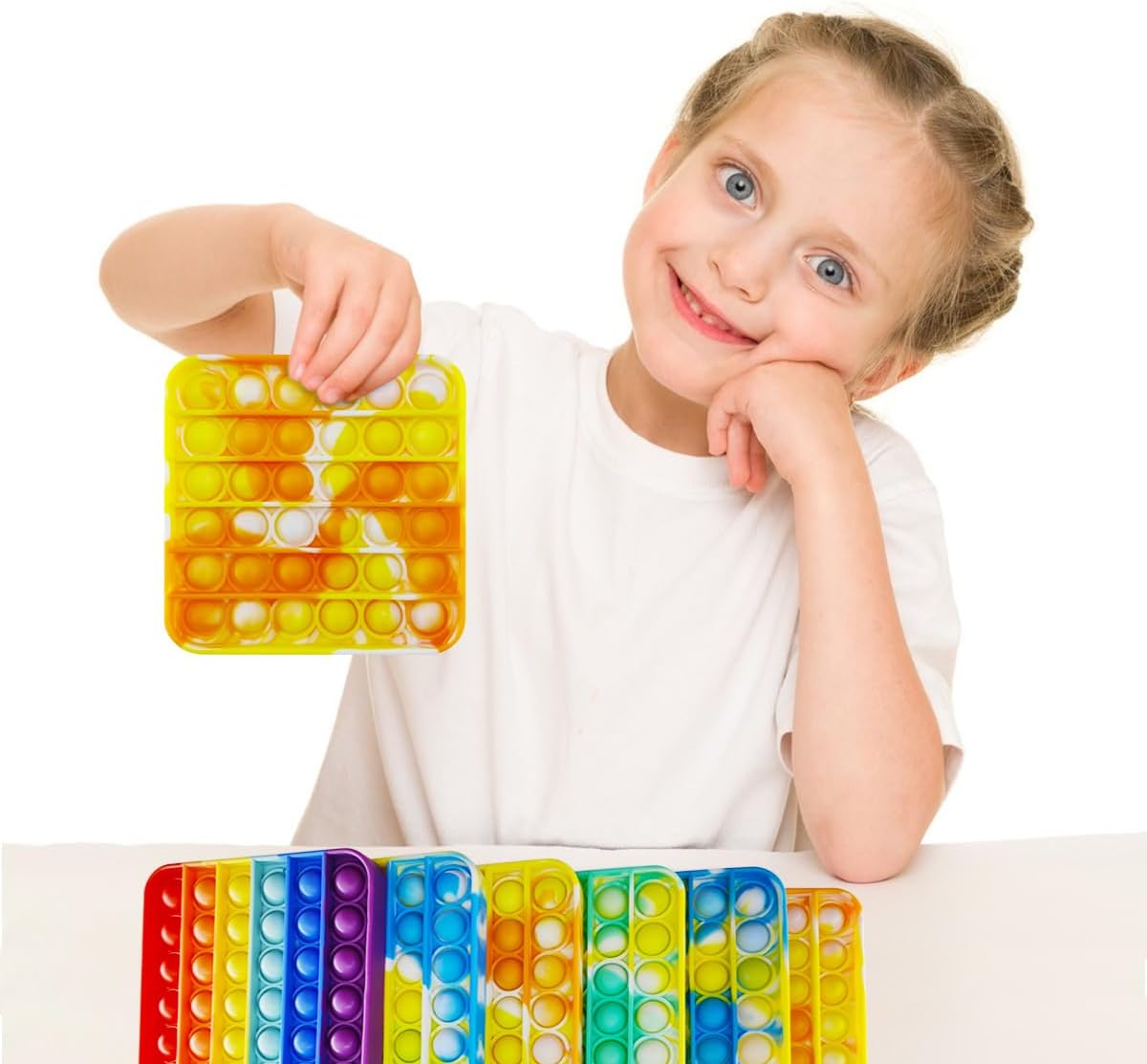 12 Pcs Pop Bubble Fidget Toys for Party Favors, Stress Relief Pressure Relieving Toys for Kids, Birthday Gifts and Classroom Game Prize Supplies, Christmas Party Gift for Kid and Adults