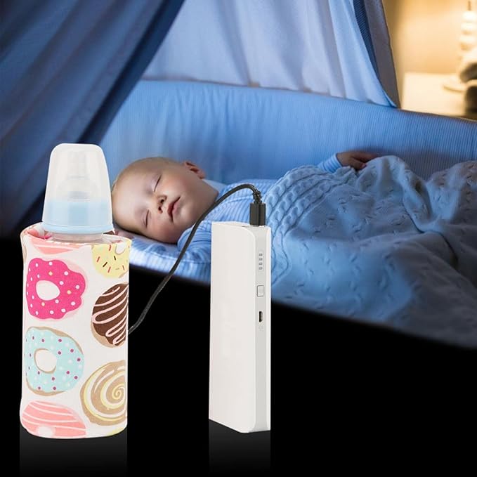 GOTOTOP Bottle Warmer Bag Bottle Warmer Case Milk Warmer Portable Cooler Bag with USB Charging Port for Baby Care(Donut)