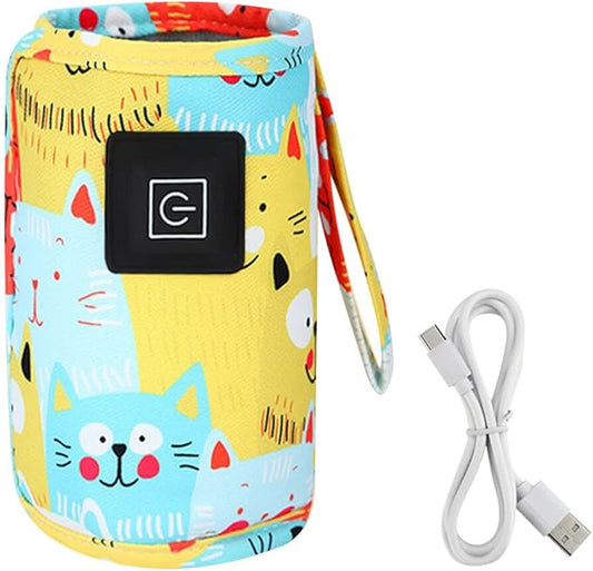 Portable Bottle Warmer,Adjustable 3 Temperature USB Travel Milk Heat Keeper Baby Bottle Heater Warming Bag Milk Heater Cover Bottle Warmer Insulation Bag,Yellow